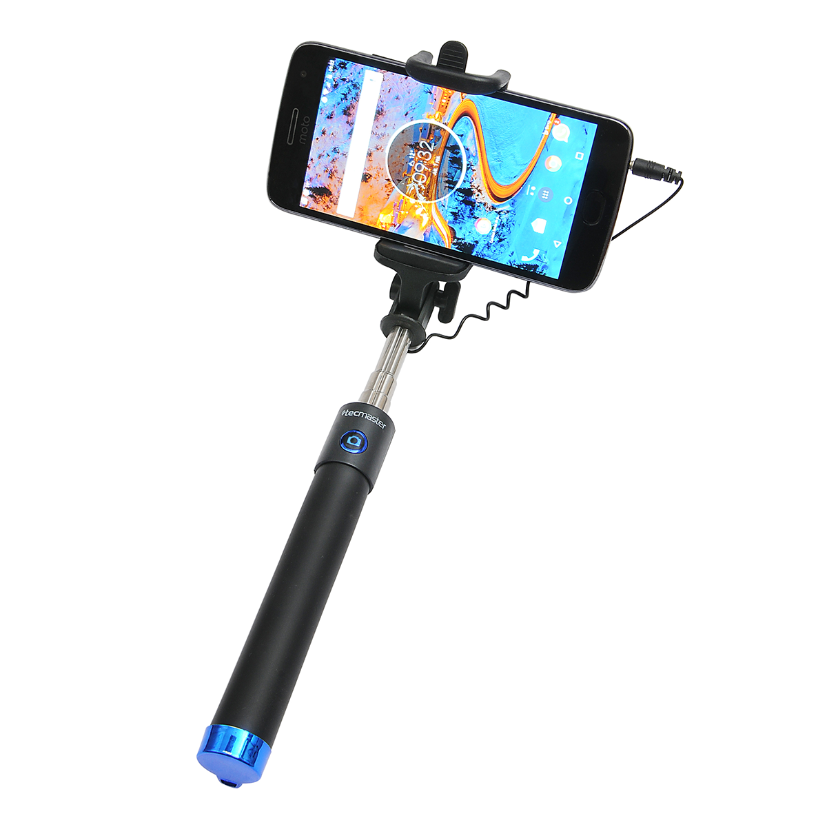 Baston Selfie Universal Tecmaster Con Cable Azul