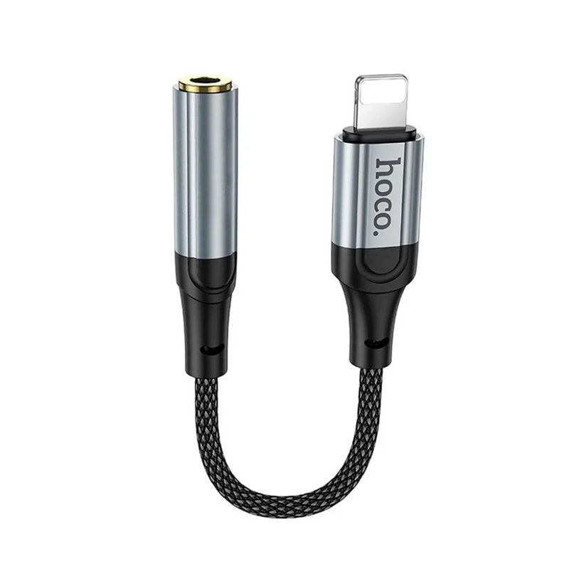 Adaptador Hoco LS36A Lightning a 3.5mm negro - vista frontal