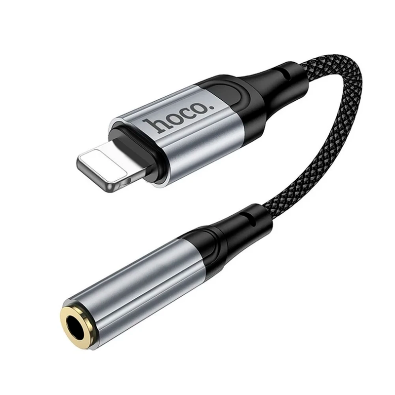 Adaptador Hoco LS36A Lightning a 3.5mm negro - vista lateral