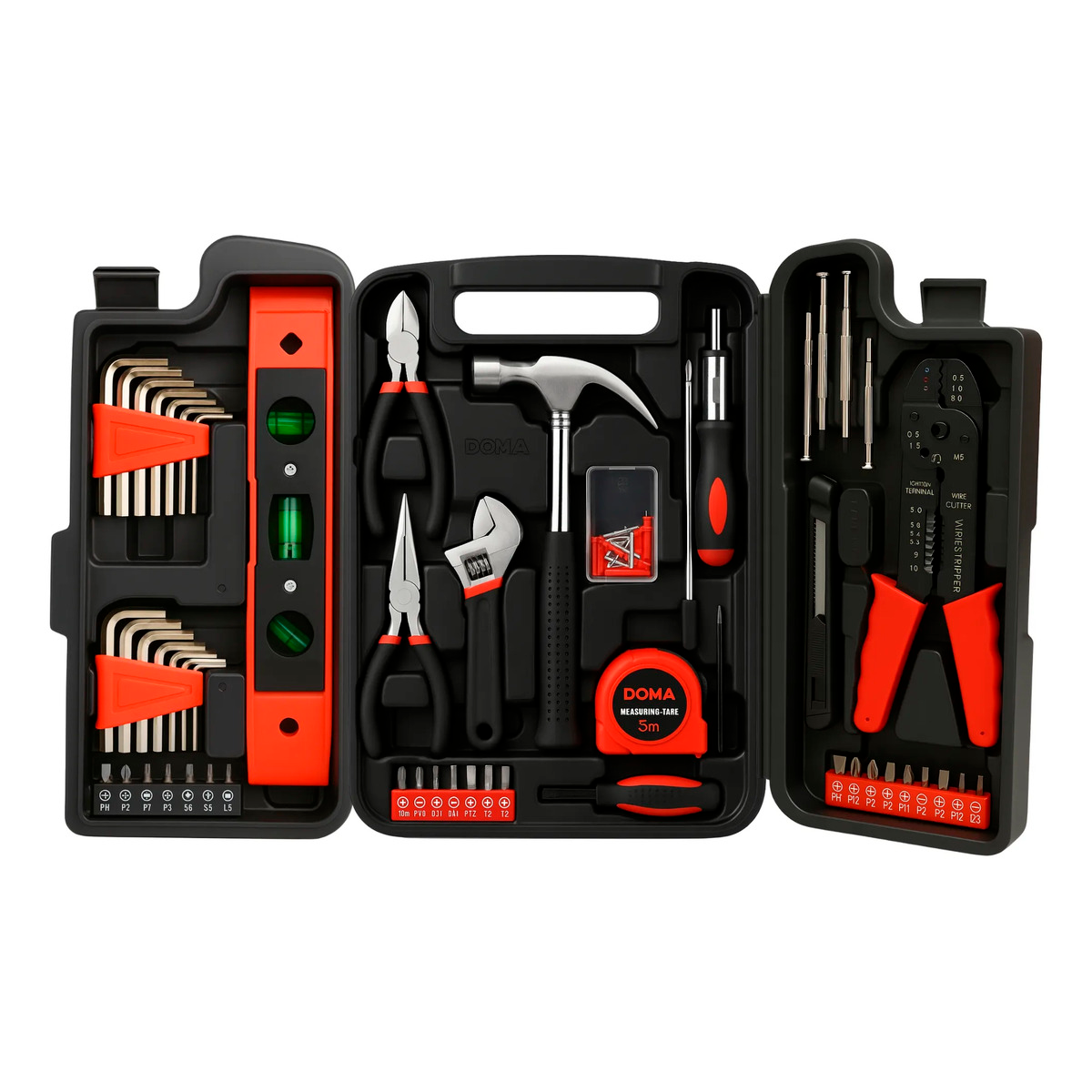 Set de Herramientas Doma 129 Piezas Multiusos Con Maletín DM-0030 Negro