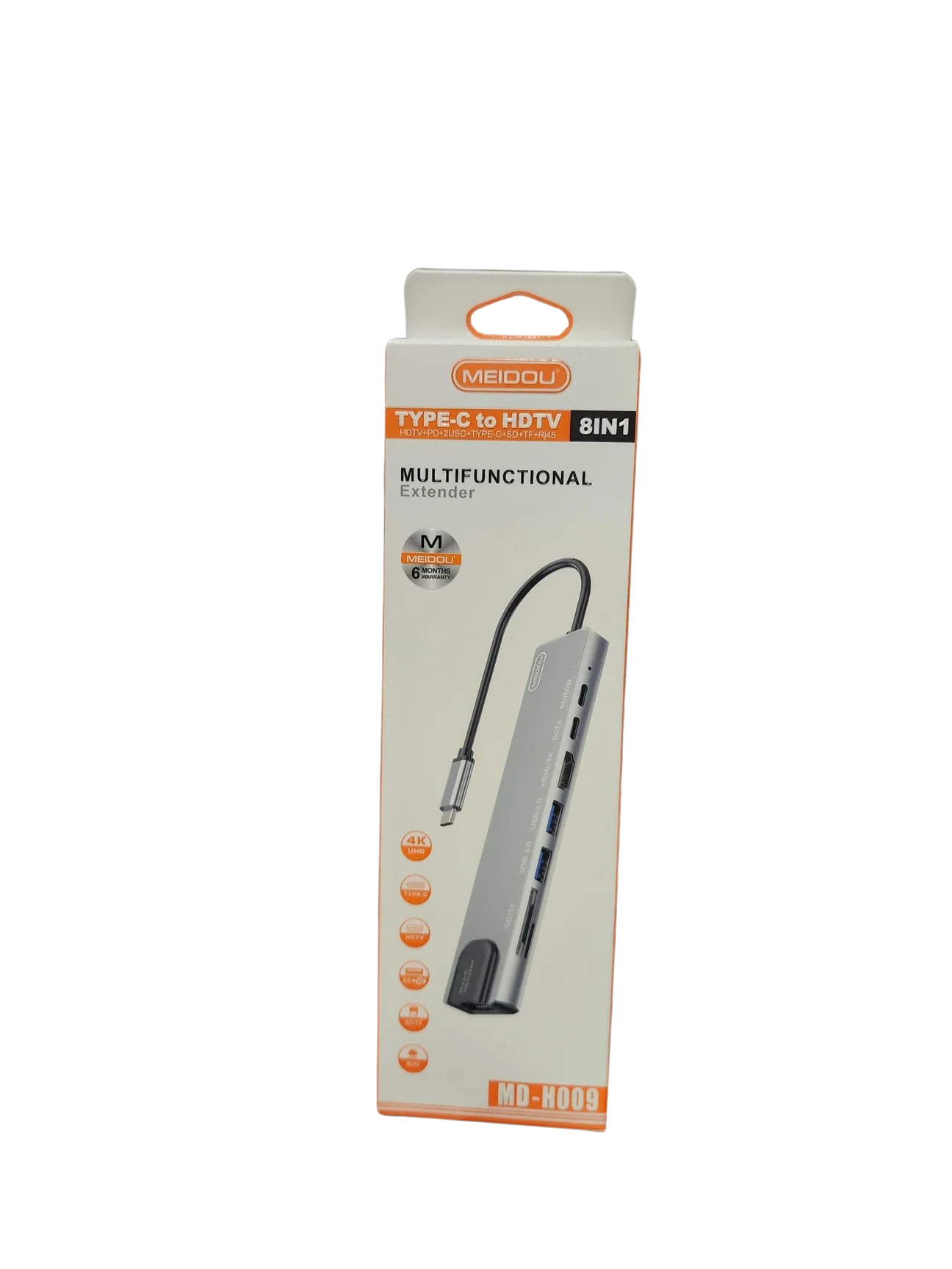 Adaptador Hub Meidou 8 en 1 Md-h009 Tipo C Usb Rj45 Hdmi Tf Gris – imagen 3