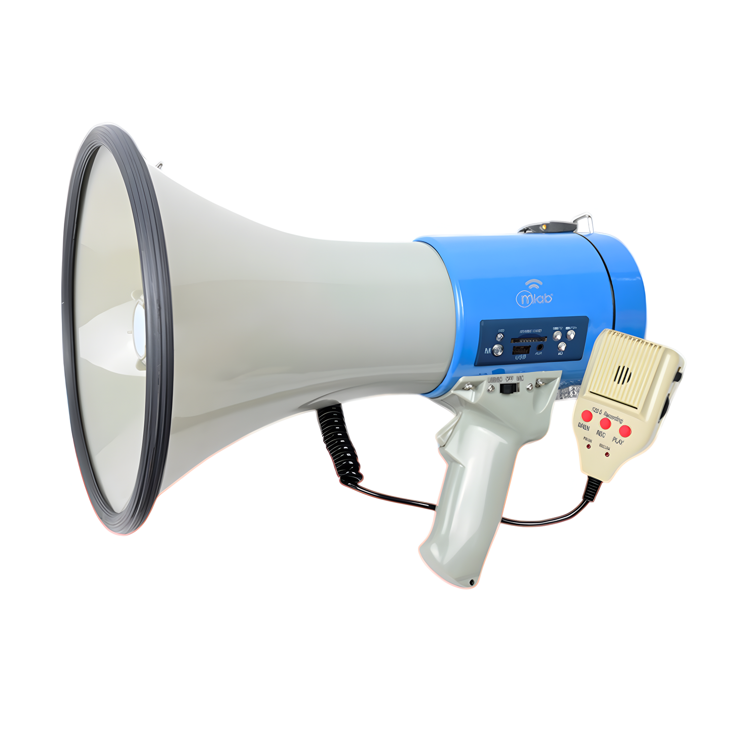 Megáfono Recargable 30w Sirena Graba Voz Recargable Blanco