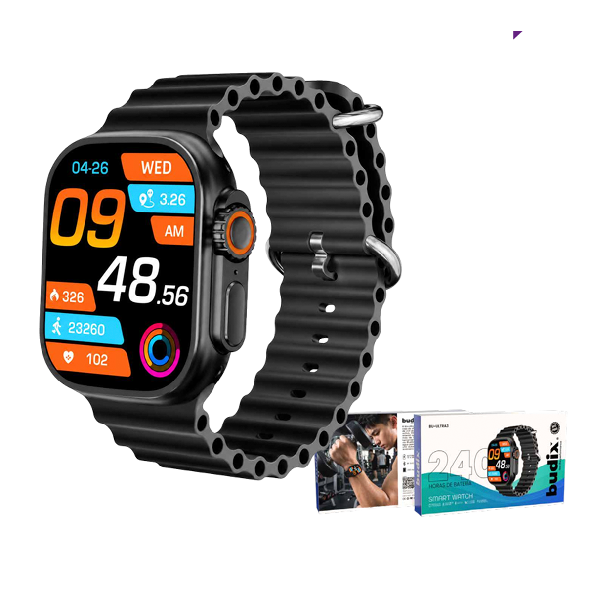 Smartwatch Ultra 3 Watch Budix Correa De Metal Negro