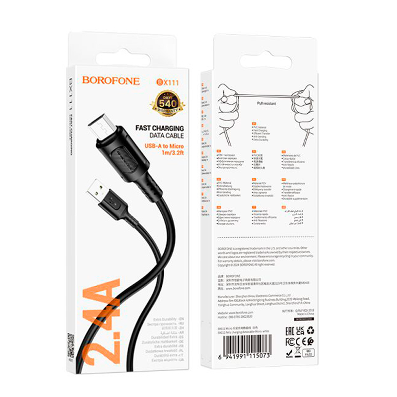 Cable Usb a Micro Usb Borofone Bx111 Negro – imagen 3