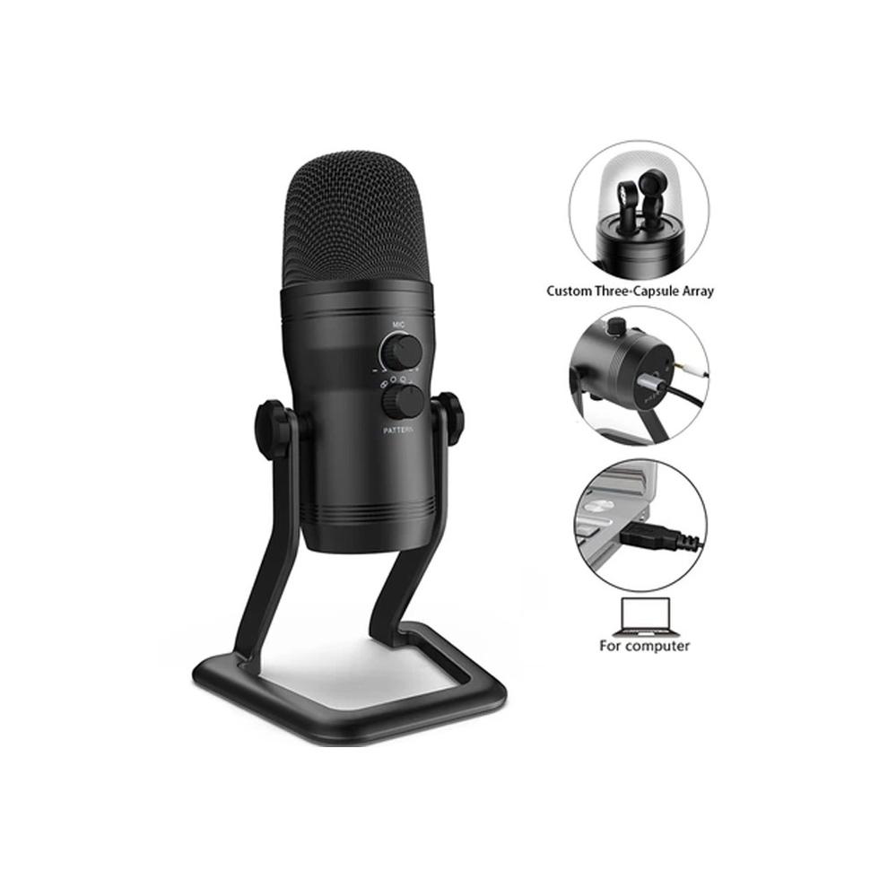 Micrófono Fifine K690B Cardioide Bidireccional USB Negro – imagen 5