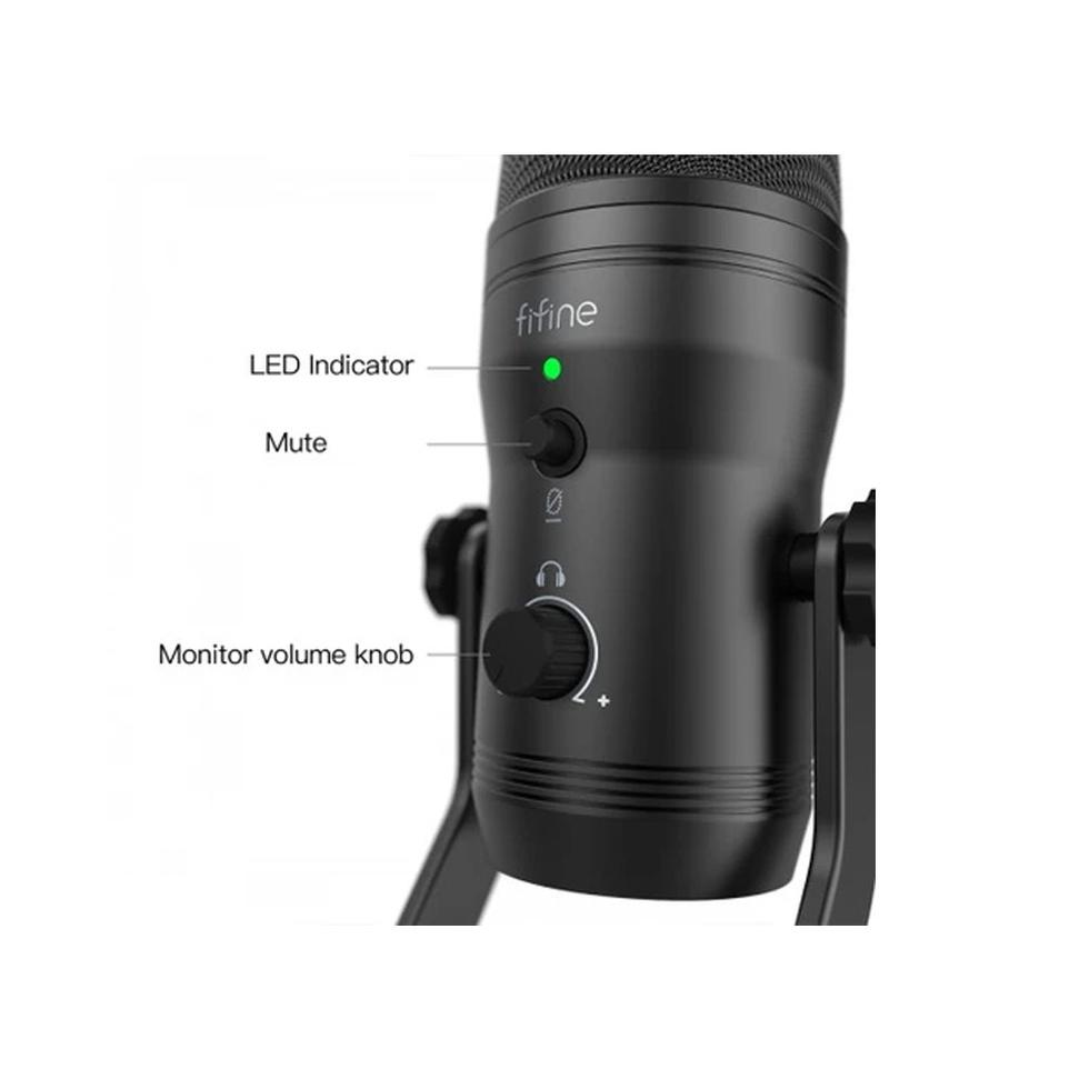 Micrófono Fifine K690B Cardioide Bidireccional USB Negro – imagen 4