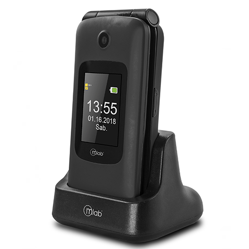 Telefono Celular Adulto Mayor Shell Shape Microlab Negro