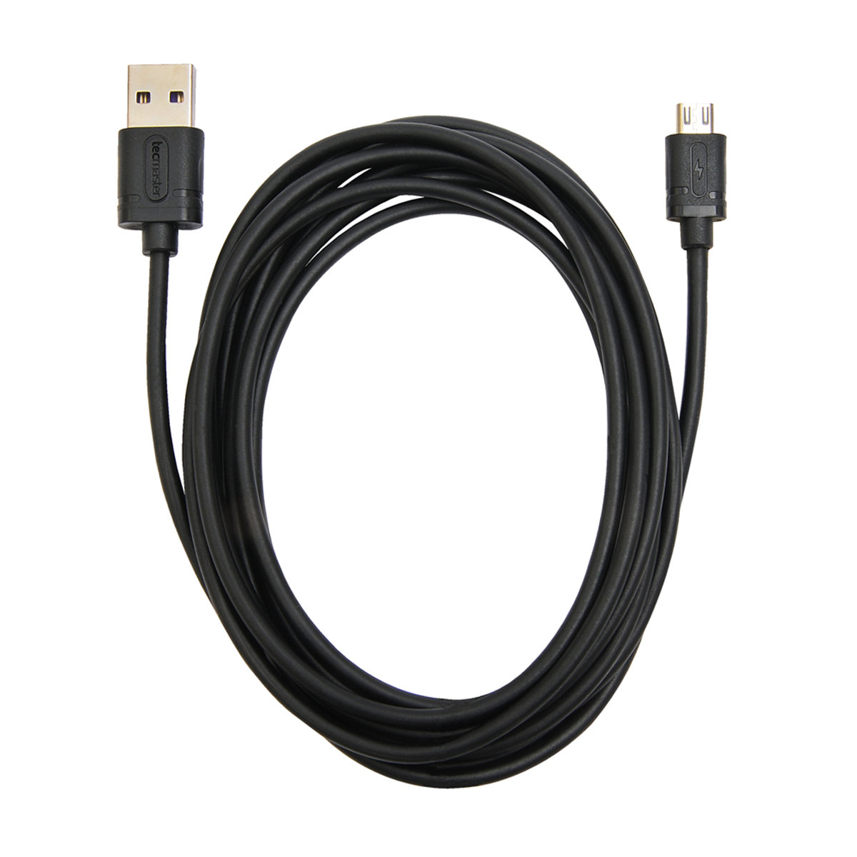 Cable Tecmaster Micro Usb 2,5 Metros Reforzado Negro