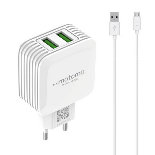 Cargador Rápido Motomo Mod MO-006 Con Cable Micro Usb Blanco
