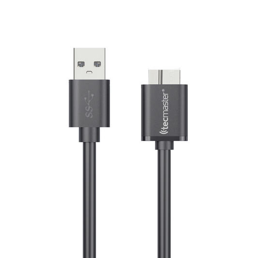 Cable Tecmaster Usb-A 3.0 A Micro-B 3.0 Super Speed Gris
