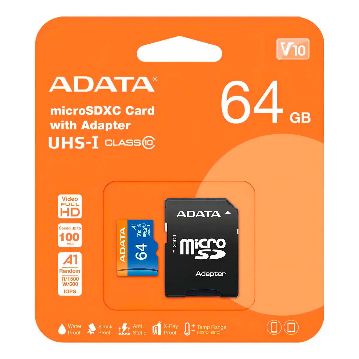 Tarjeta MicroSD ADATA Premier 64 GB Clase 10 UHS-I A1 100 MB/s