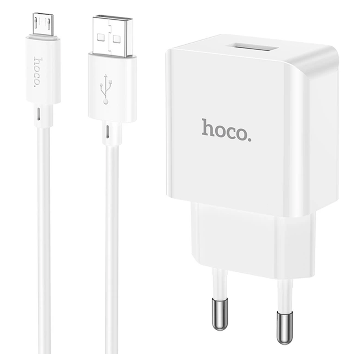 Cargador Hoco C106A 10.5w + Cable Micro Usb Blanco