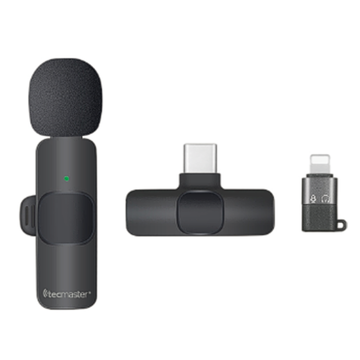 Microfono Externo Inalámbrico Para Iphone y Tipo C Tecmaster Negro