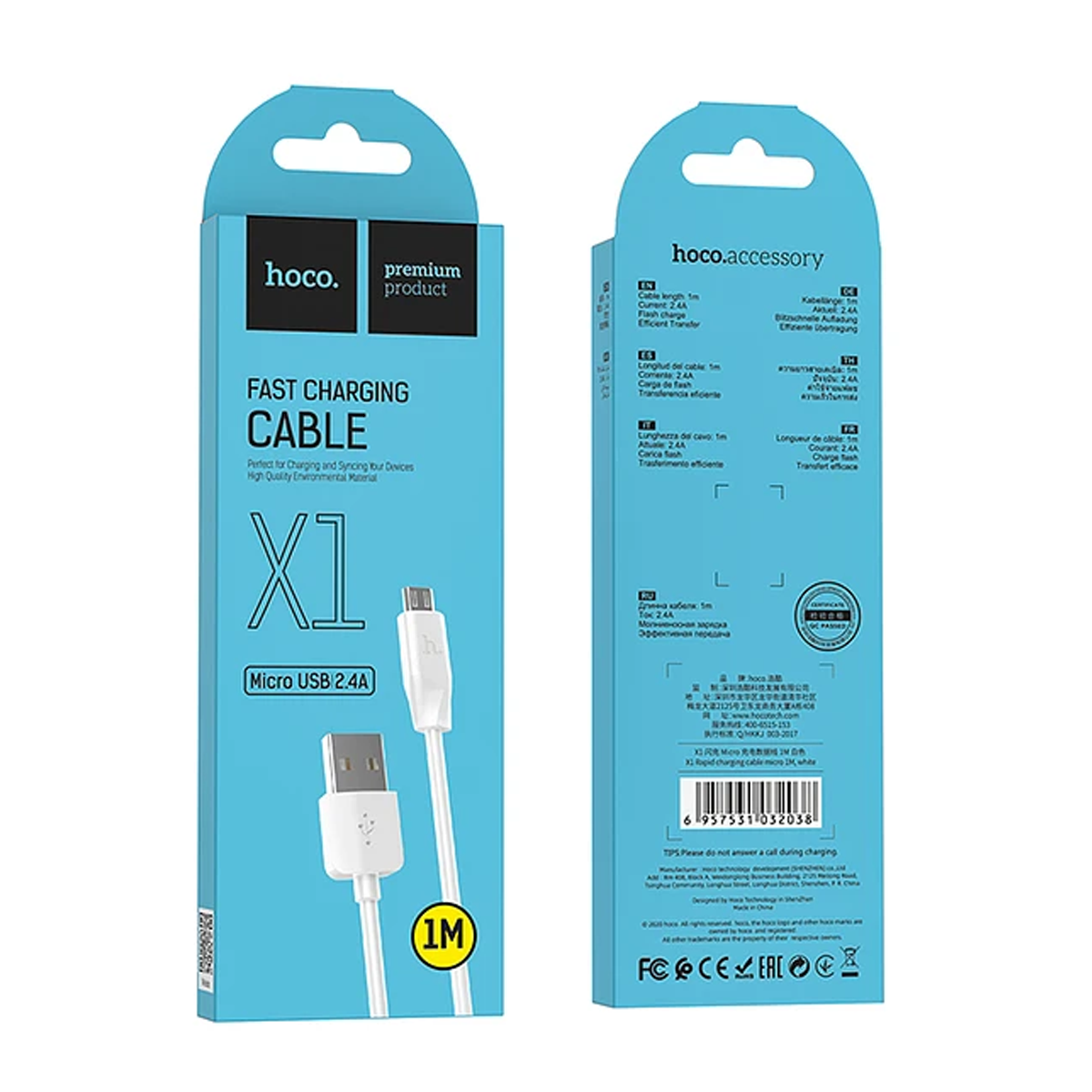 Cable Usb a Micro Usb Hoco X1 Blanco – imagen 3