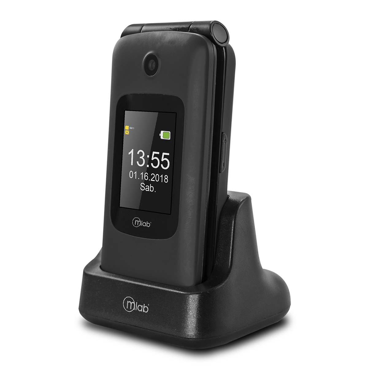 Telefono Celular Senior Adulto Mayor Microlab Shell Shape Negro