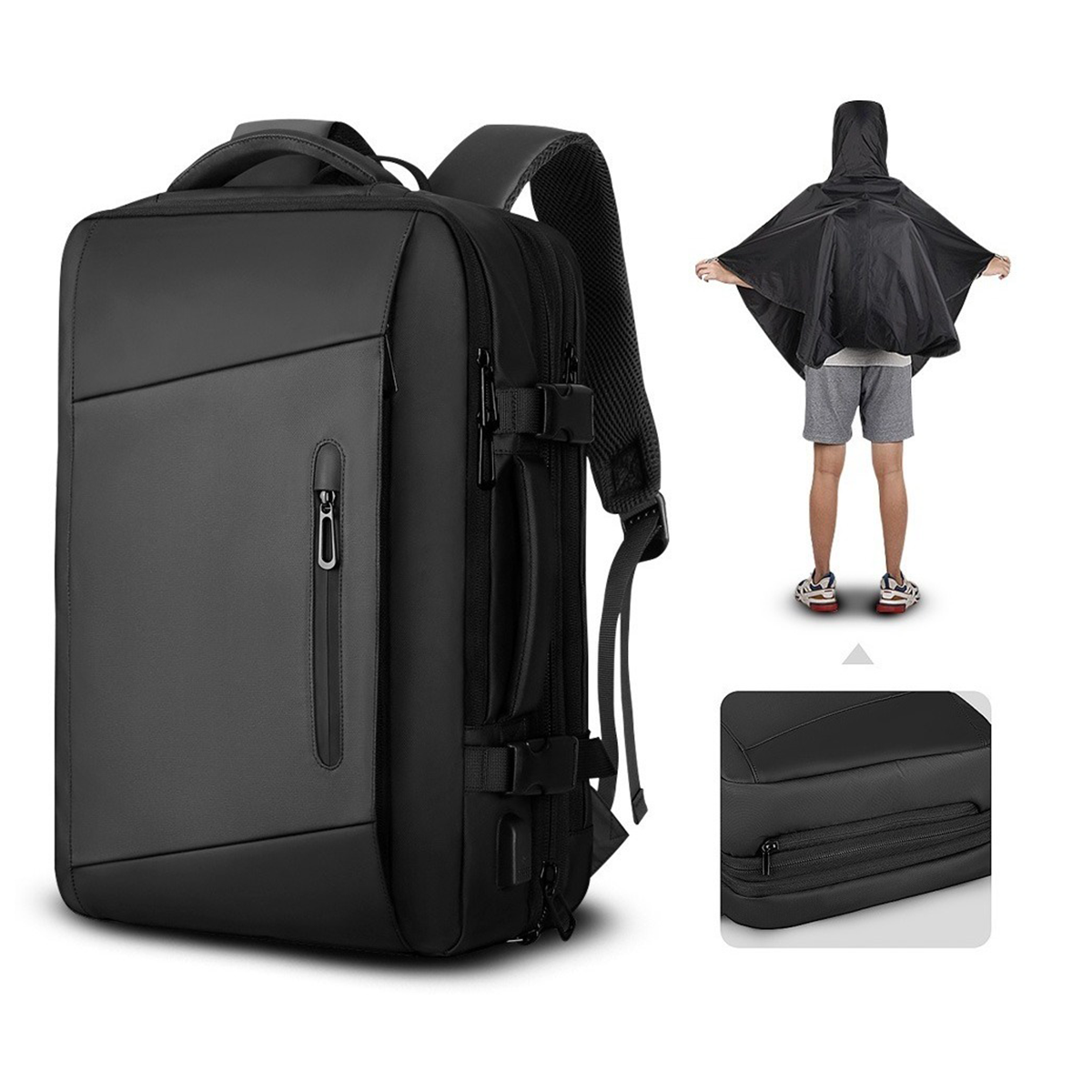 Mochila Carry On Pro 2.0 Impermeable Con Capucha Expansible 35l Negro