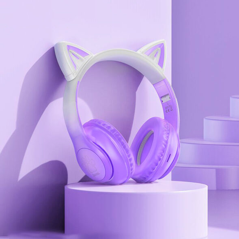Audifonos Bluetooth Hoco W42 Cat Morado – imagen 2