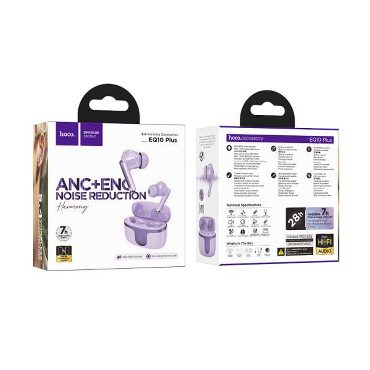 Audífonos Bluetooth Hoco Eq10 Plus In Ear Morado – imagen 2