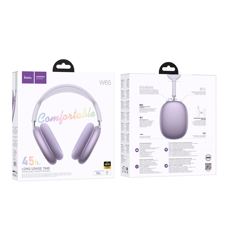 Audífonos Headset Bluetooth Hoco W65 Morado – imagen 3