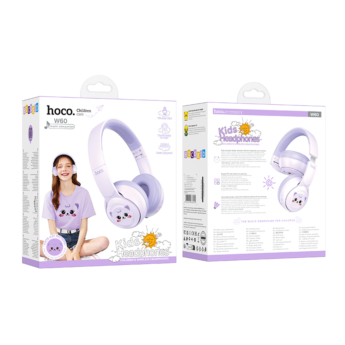 Audífonos Bluetooth Hoco W60 Para Niños Headset Morado – imagen 3