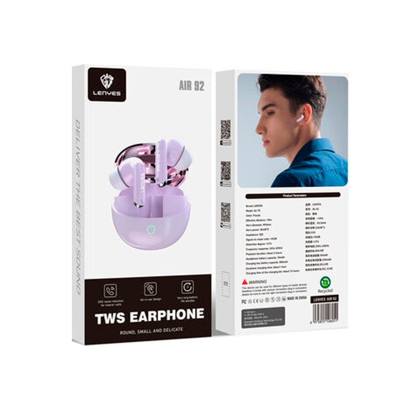 Audífonos In Ear Bluetooth Lenyes Air 92 Morado – imagen 2