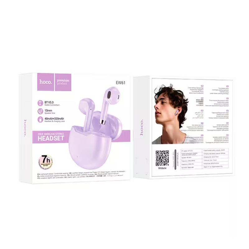Audífonos In Ear Bluetooth Hoco Ew61 True Wireless Morado – imagen 3