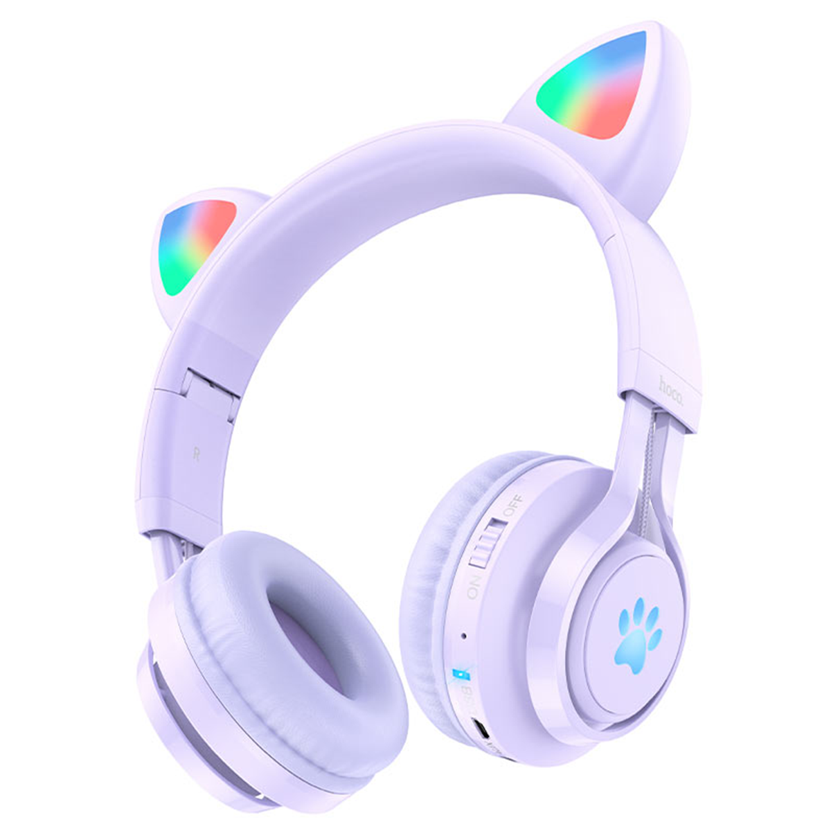 Audifonos Bluetooth Hoco W39 Para Niños Orejas Gato Morado