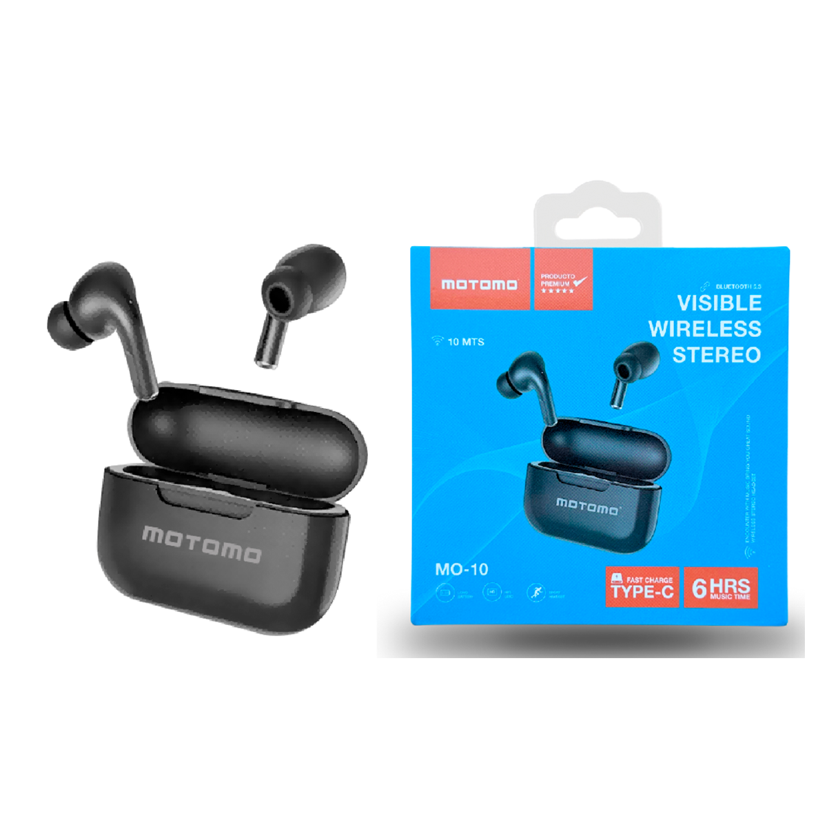 Audífonos Bluetooth Motomo Mo-10 Goma Negro
