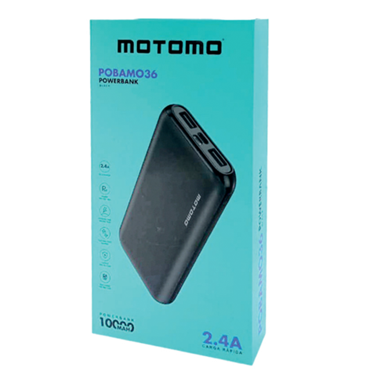 Bateria Portatil Powerbank Motomo Pobamo36 10.000 Mah Negro – imagen 2