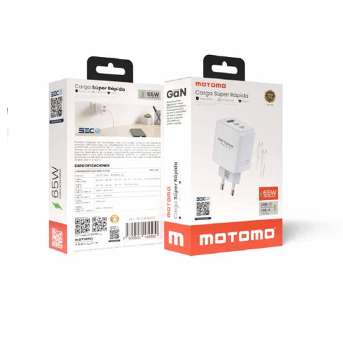 Cargador Rápido Motomo Pd-y65 Gan Triple 65w + Cable – imagen 2