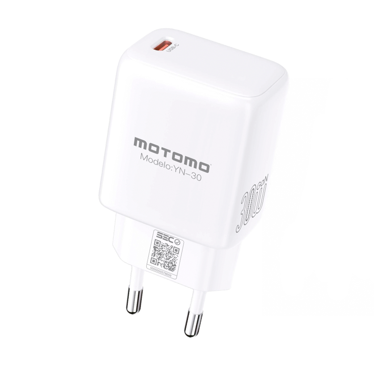 Cargador Rápido Motomo Yn-30 Gan Tipo C 30w Blanco