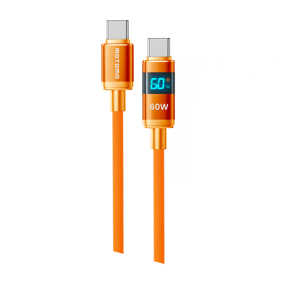 Cable Tipo C a Tipo C 60w Motomo Trenzado 1 Metro Naranjo