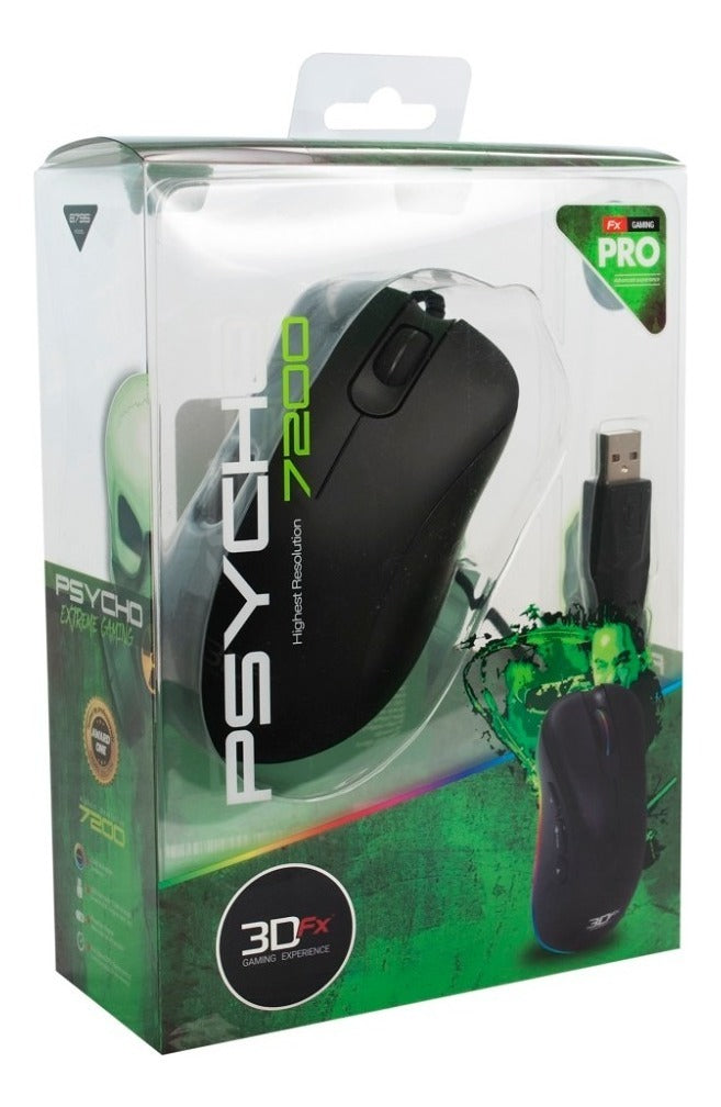 Mouse Gamer 3dfx Psycho Professional 7200dpi Negro – imagen 2