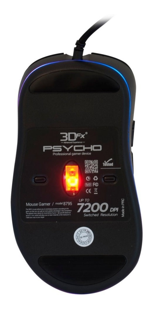 Mouse Gamer 3dfx Psycho Professional 7200dpi Negro – imagen 3