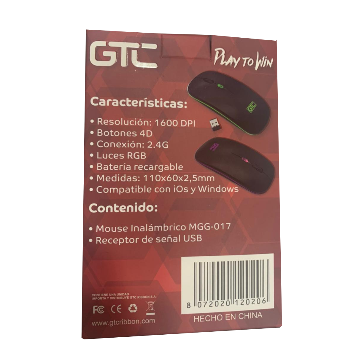 Mouse Gamer Inalámbrico Gtc MGG-017 1600 Dpi Rgb Negro – imagen 5