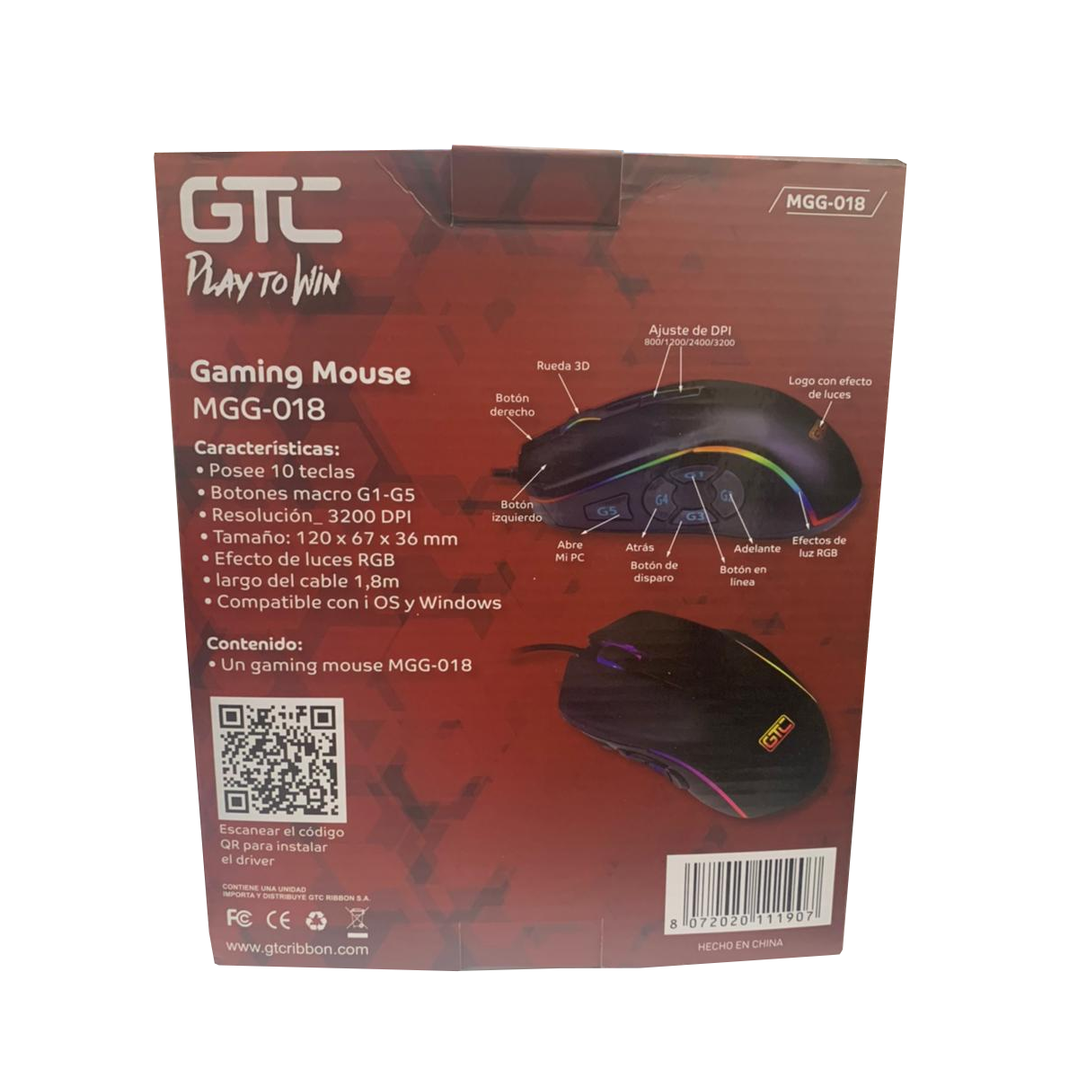 Mouse Gamer Gtc MGG-018 3200 Dpi Rgb Negro – imagen 6