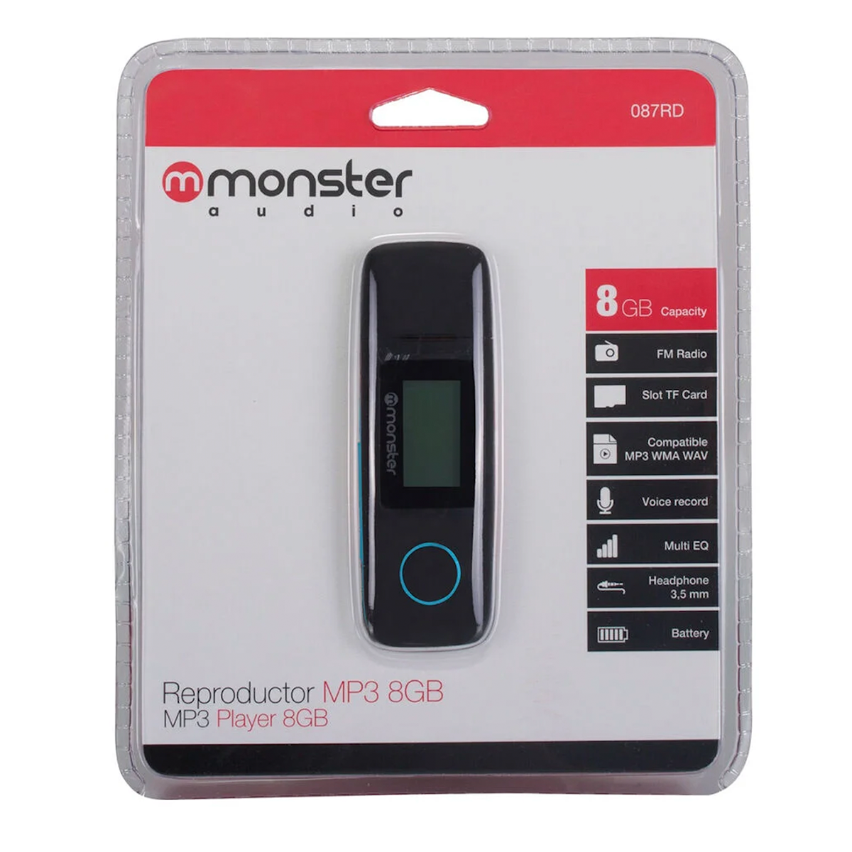Reproductor Mp3 16 Gb Radio Fm Monster Negro Rojo – imagen 2