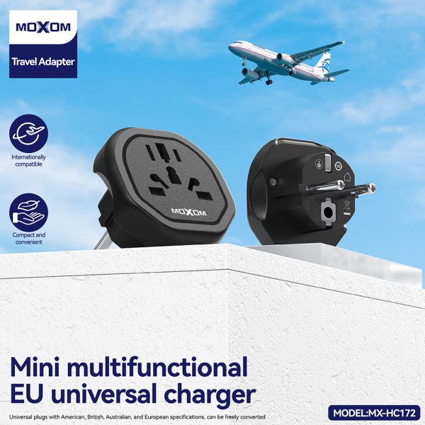 Adaptador Mini Convertidor Enchufe Universal MX-HC172 Eu Negro – imagen 2