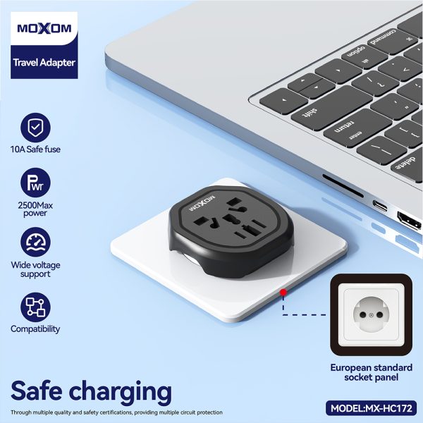 Adaptador Mini Convertidor Enchufe Universal MX-HC172 Eu Negro – imagen 4