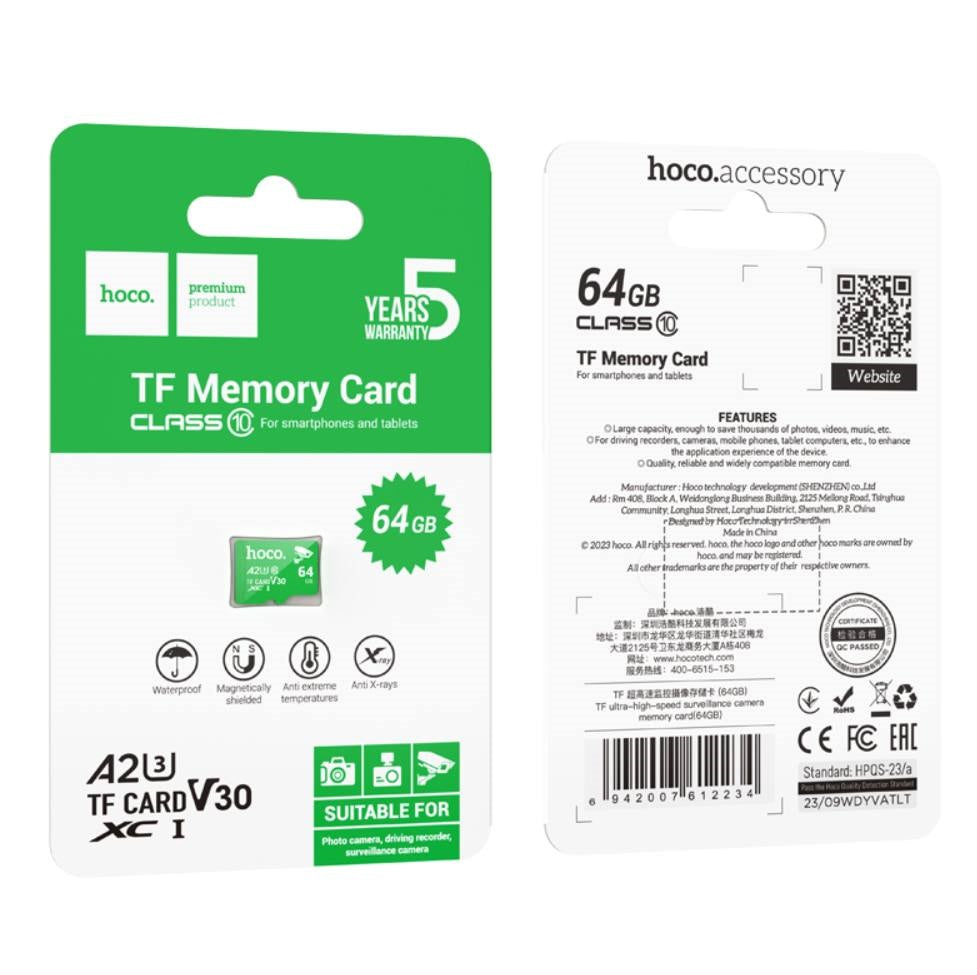 Micro SD Tf Flash Alto Rendimiento Hoco 64 Gb Verde – imagen 3