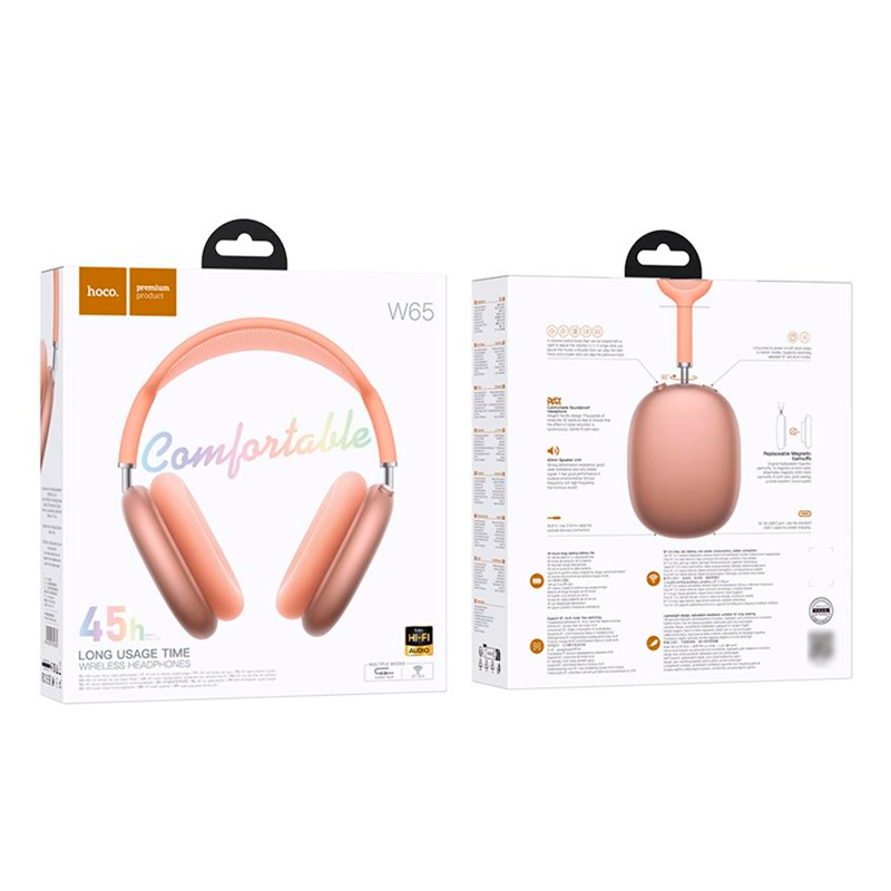 Audífonos Headset Bluetooth Hoco W65 Rosa – imagen 3