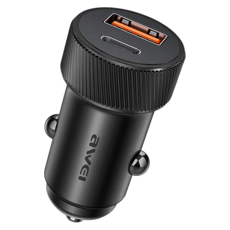 Cargador De Auto Doble Usb Tipo C Awei C-857 Negro