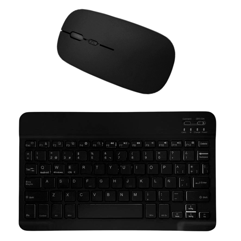 Kit Teclado + Mouse Mini Inalámbrico Bluetooth Español Negro