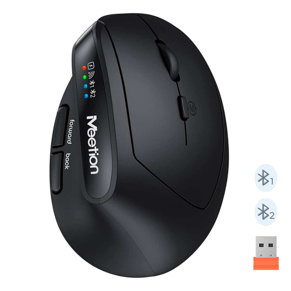 Mouse Vertical Dual Wireless Bluetooth Meetion Btm008 Negro