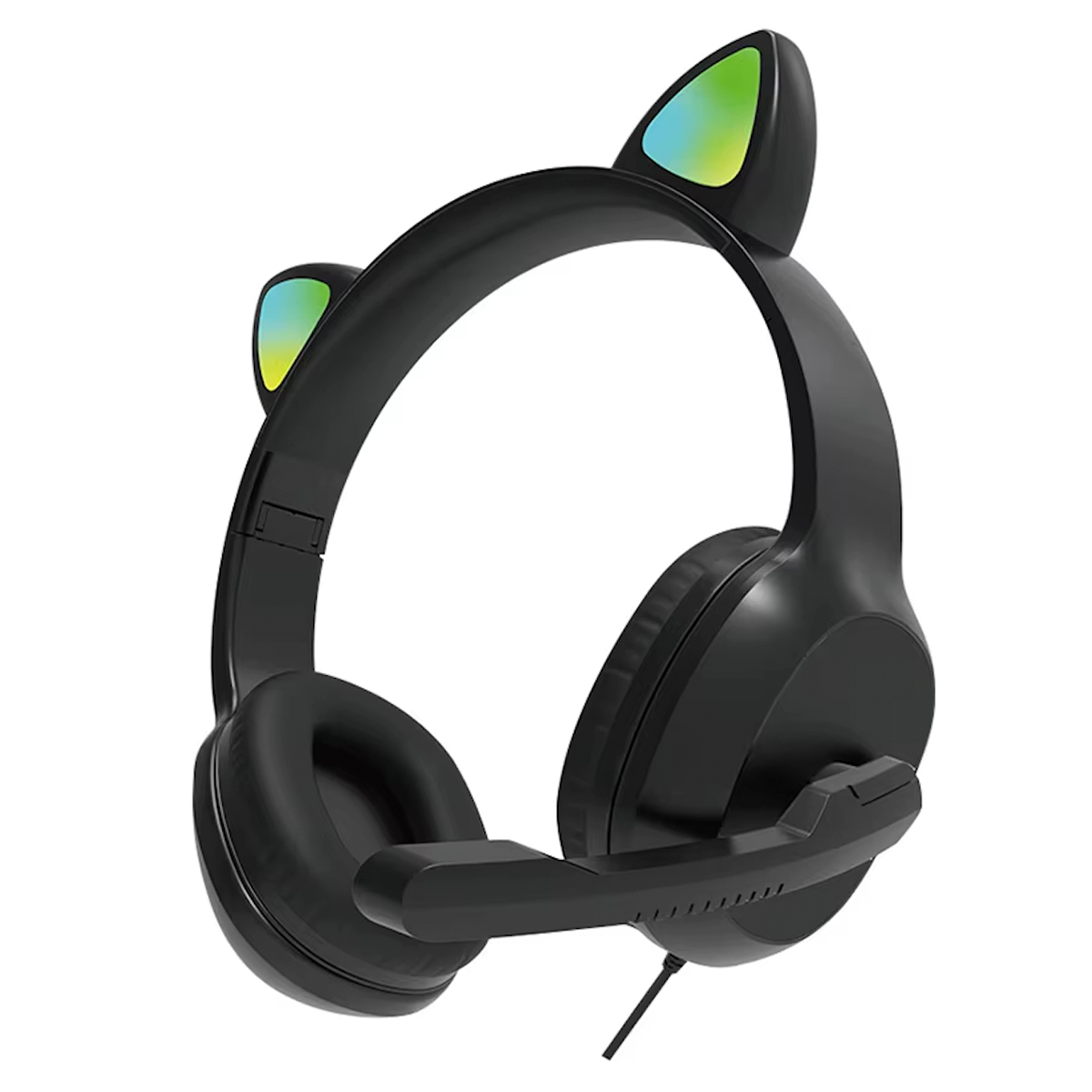 Audífonos Gamer Headset Orejas De Gato Hifi Led G19 Negro