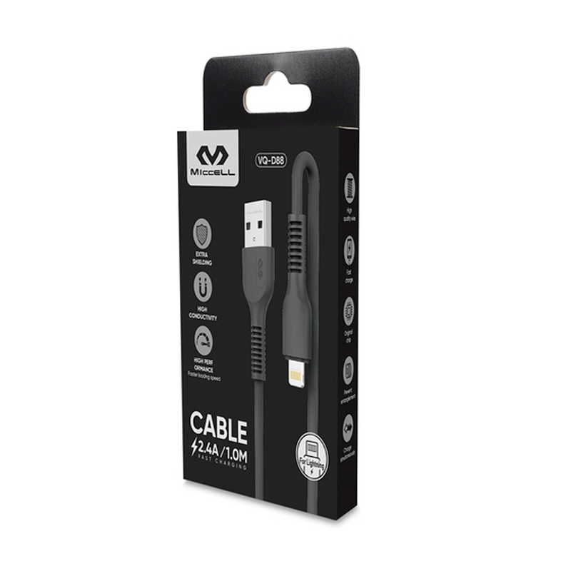 Cable Usb a Lightning Miccell Vq-d88 Negro – imagen 3