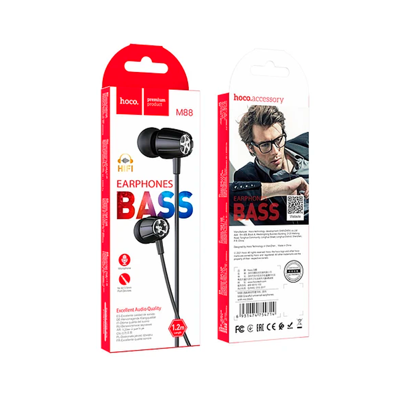 Audífonos In Ear Hoco M88 Jack 3.5mm Negro – imagen 2