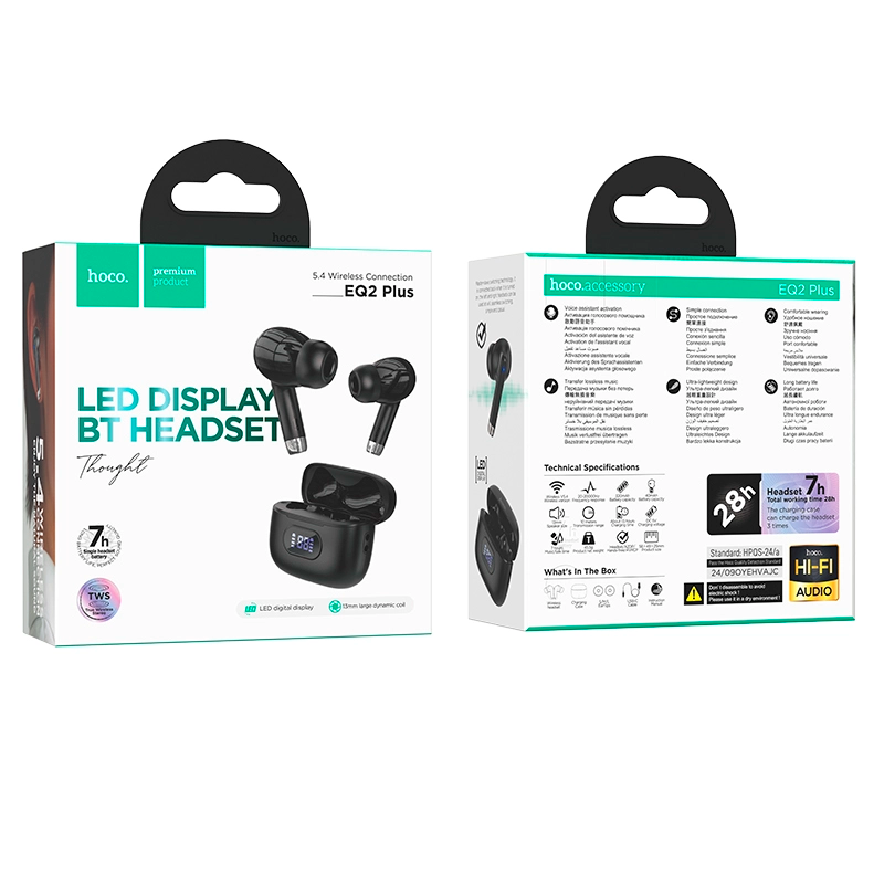 Audífonos In Ear Bluetooth Hoco Eq2 Plus Negro – imagen 3