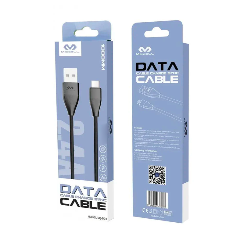Cable Usb a Micro Usb Miccell Vq-d03 Negro – imagen 3
