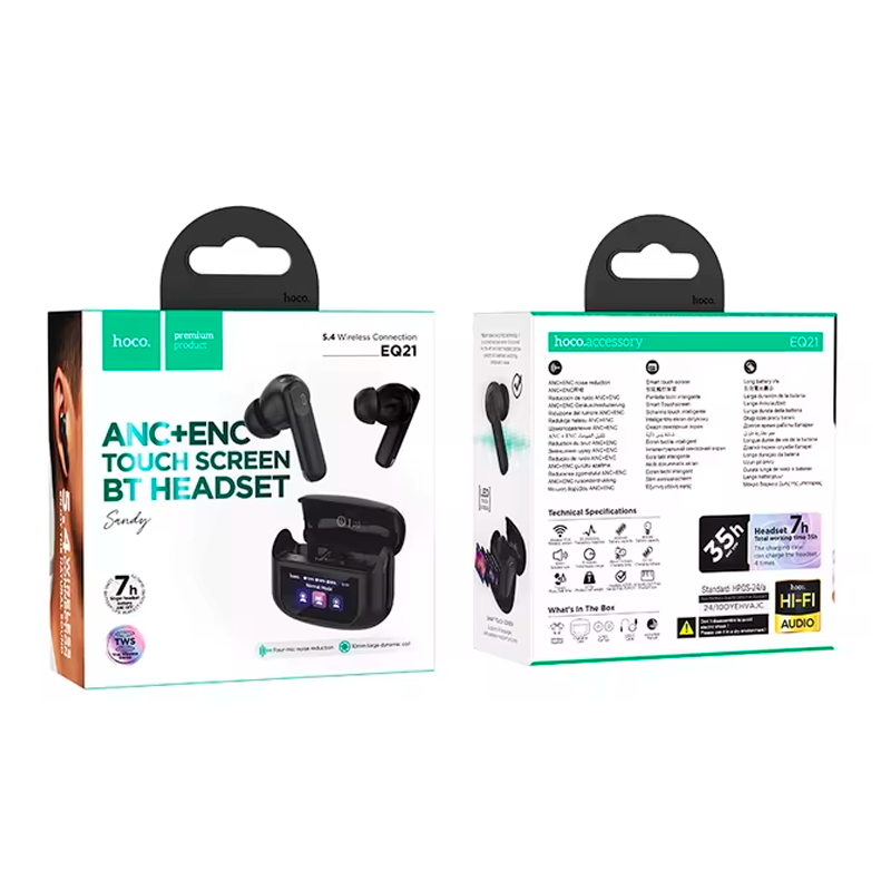 Audífonos In Ear Bluetooth Hoco Tws Eq21 Sandy Anc Enc Led Negro – imagen 3